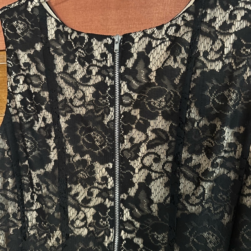 Danny & Nicole Black Over Lace Dress Black / Cream - Picture 6 of 7